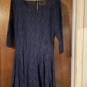 Elegant Navy Lace Dress